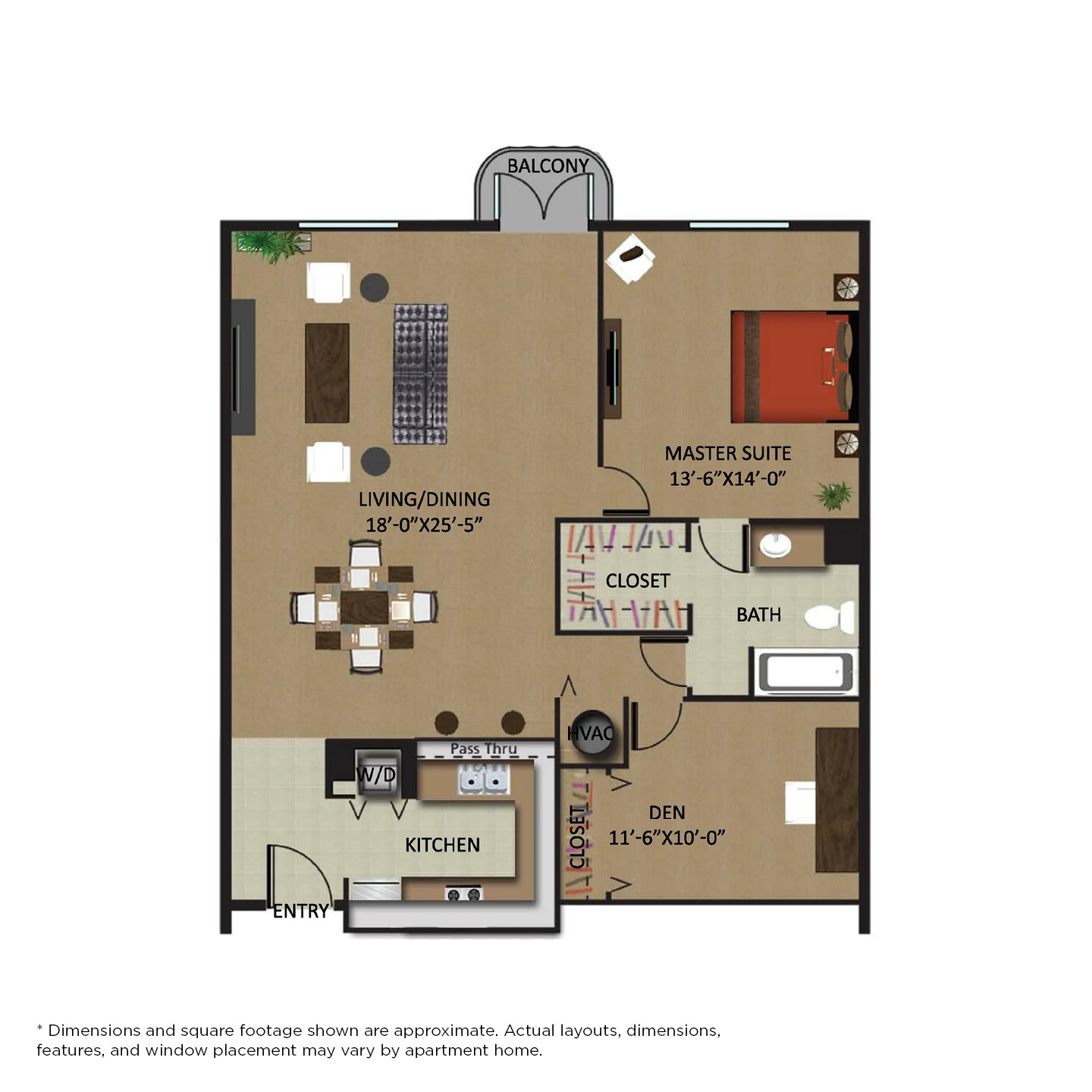 Poinciana 1/1 Den floor plan